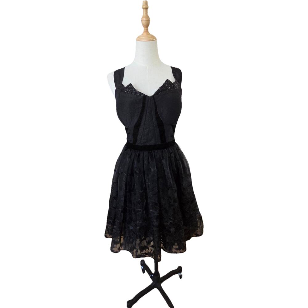 DC Comics Black Batgirl Sheer Burnout Corset Dress Goth XL EUC